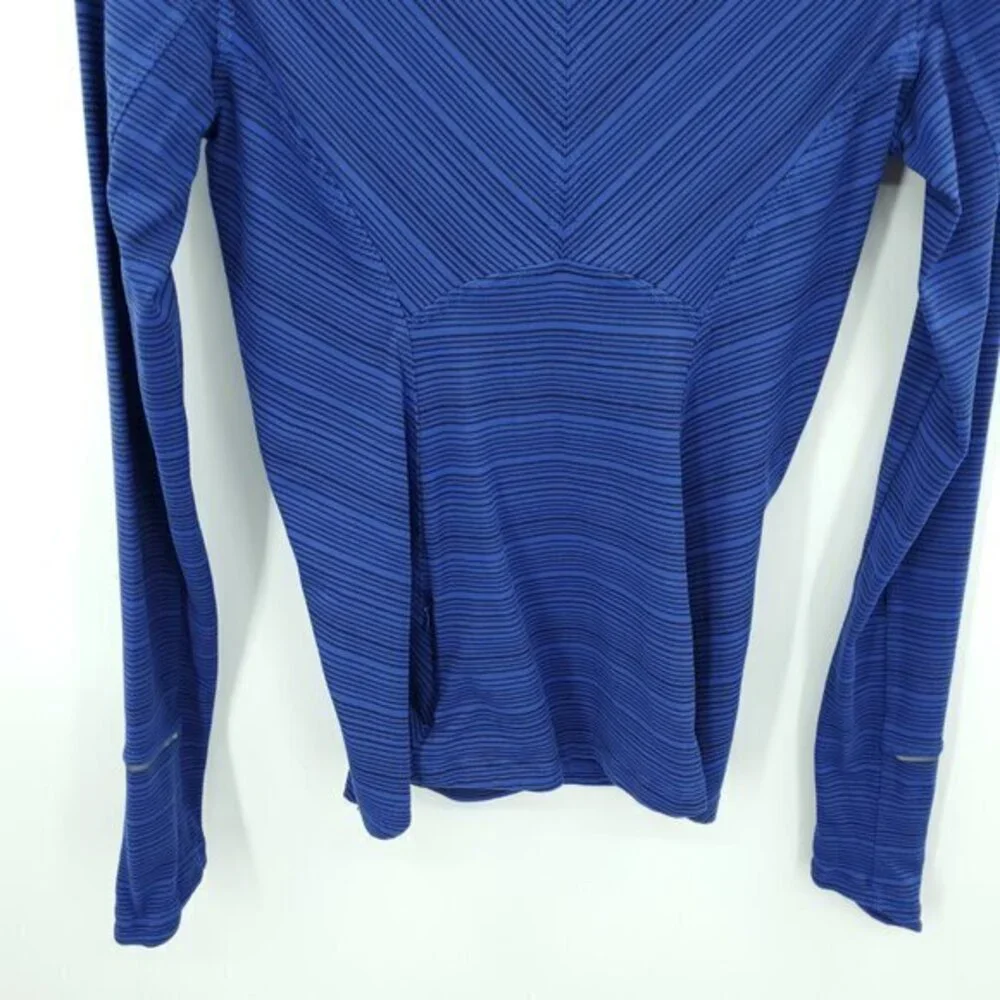 Lululemon Kanto Catch Me Long Sleeve 4 Kanto Stripe Sapphire Blue Black